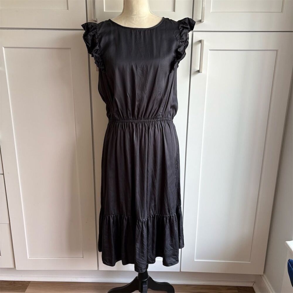 SOYACONCEPT Women's Black Ruffle Midi Dress Size M Casual
